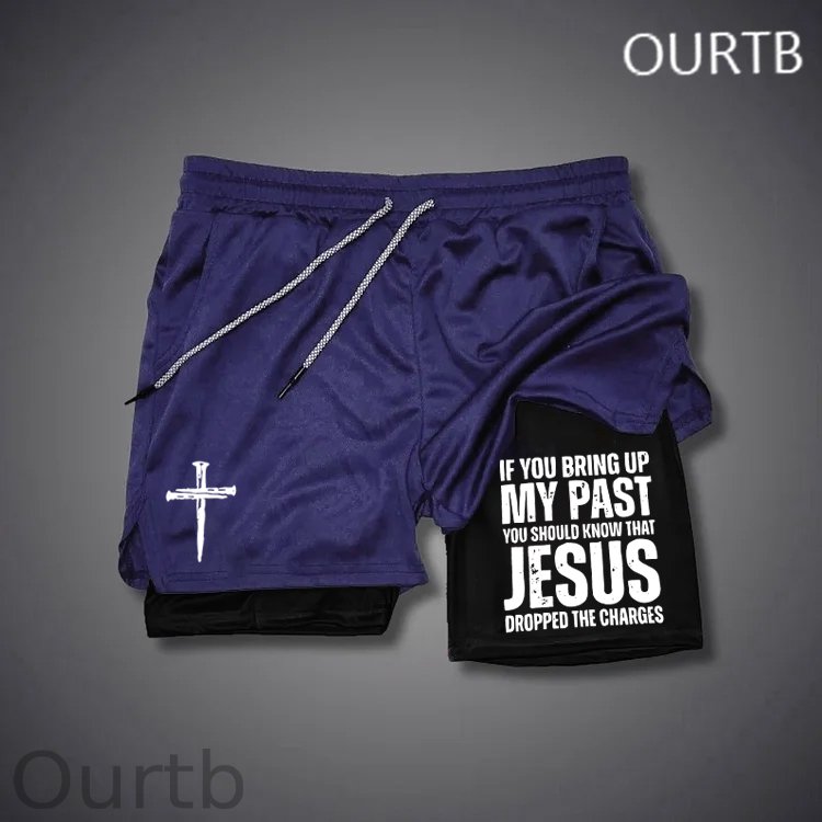 If You Bring Up My Past You Should Know That Jesus Dropped The Charges Cross Art Print Shorts Pants