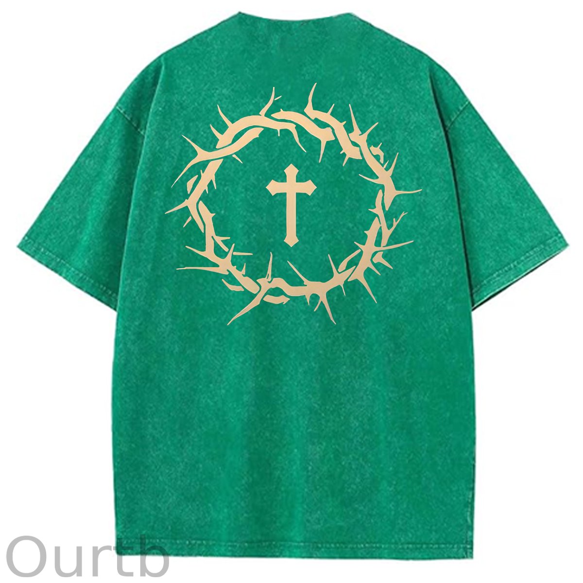Faith Over Fear  Pattern Washing And Aging Process Crew Neck T-Shirt