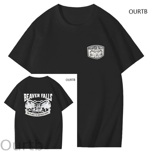 Beaver Falls No Place I'd Rather Come Funny Adoult Art Pattern Print T-Shirt