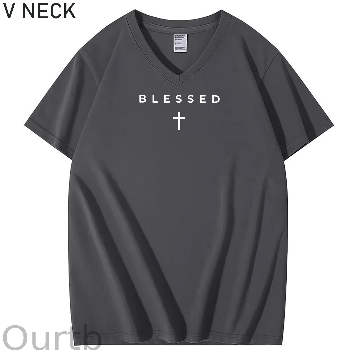 Cross Blessed 100% Cotton V Neck T-Shirt