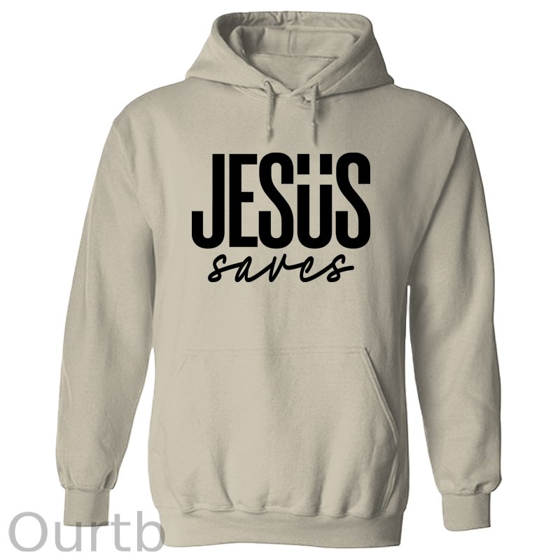 JESUS saves Cotton Hooded Sweatshirt