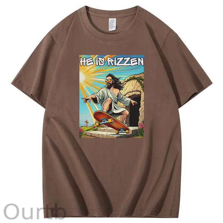 He is Rizzin Funny Cool Pattern Print Crew Neck T-Shirt