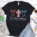 God Bless America Pattern Round-Neck T-Shirt