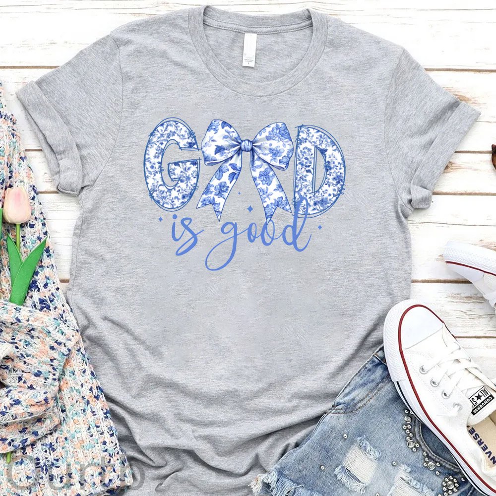Women'S God is Good  Pattern Round-Neck T-Shirt