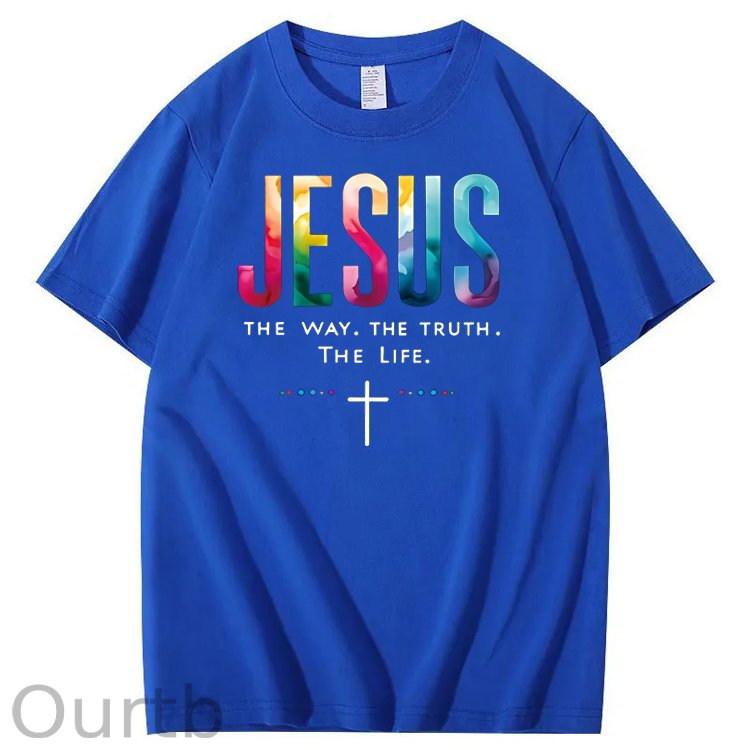 Watercolor Jesus  Pattern  Print 100%Cotton T-Shirt