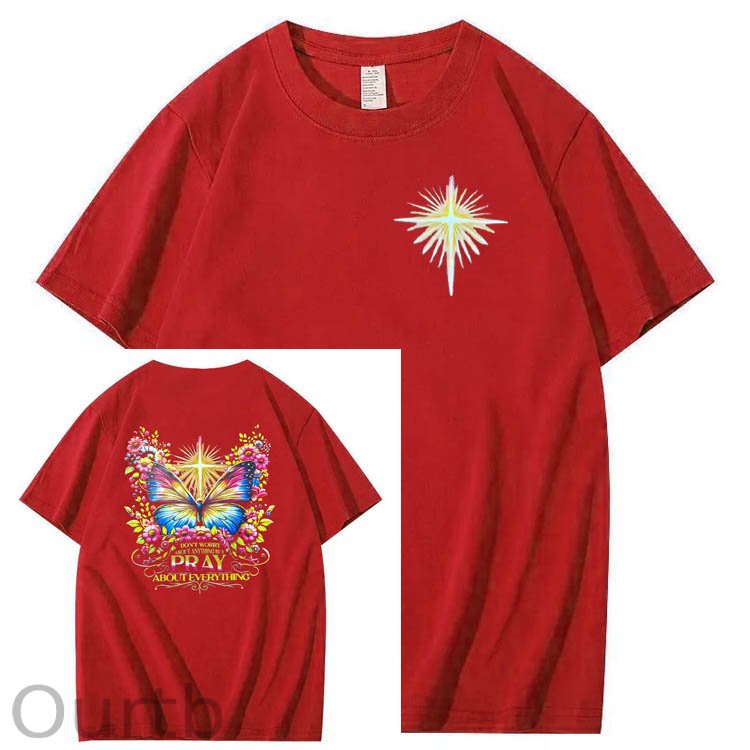 Pray About Everything Pattern Print 100% Cotton T-Shirt