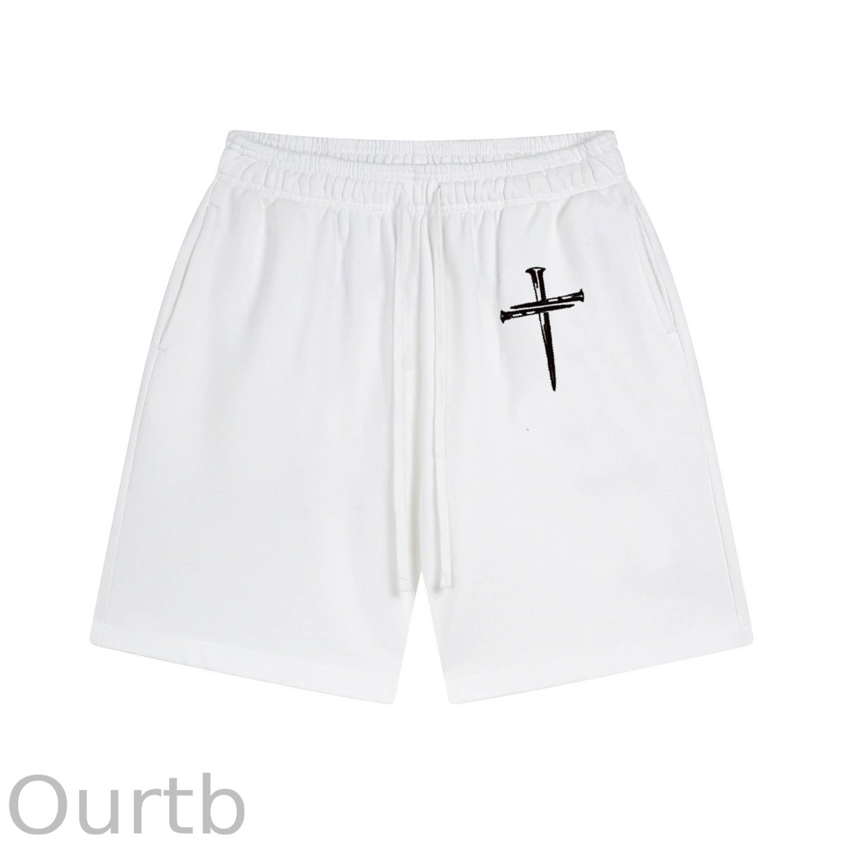 Nails Cross Pattern Print Craft Shorts Pants