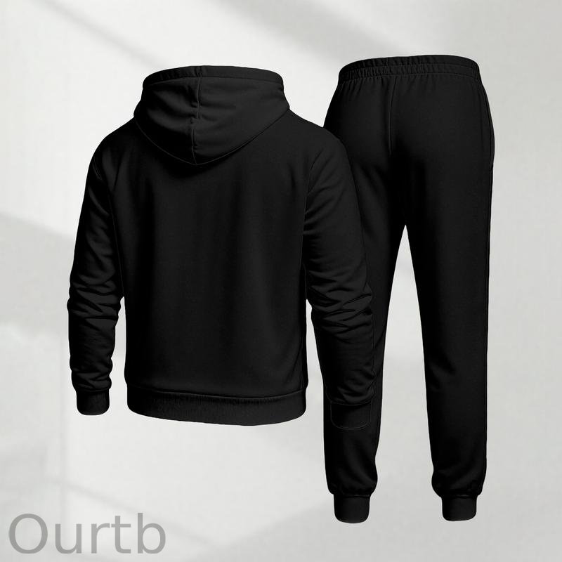 Men's Blessed Cross Letter Pattern Print Hoodie and Drawstring Sweatpants Set Two-Piece Set