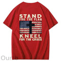 Stand For The Flag Kneel For The Cross Pattern Print 100%Cotton T-Shirt