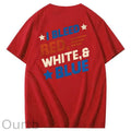 I Blessed Red White & Blue Pattern 100&Cotton Print T-Shirt