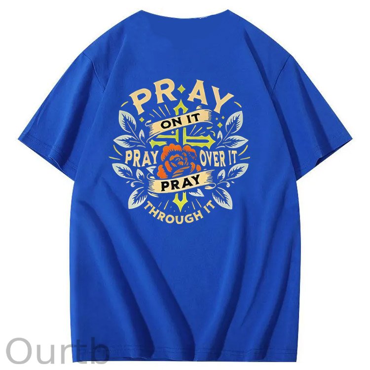 Pray Pattern Print 100%Cotton T-Shirt