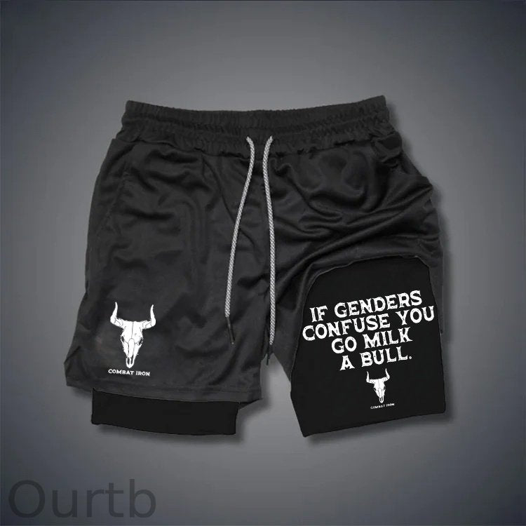 If Genders Confuse You Go Milk A Bull Print Shorts Pants