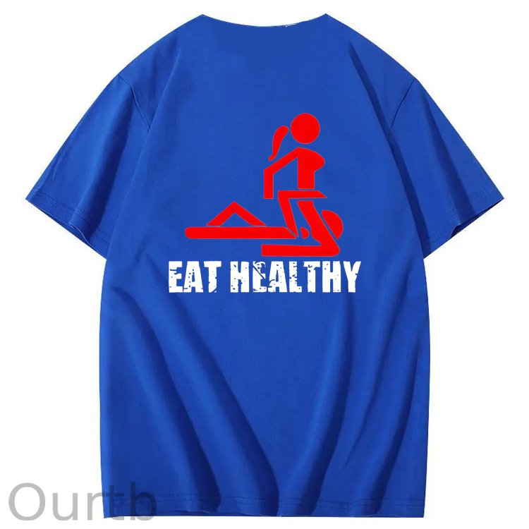 Eat Healthy Pattern  Print 100%Cotton T-Shirt