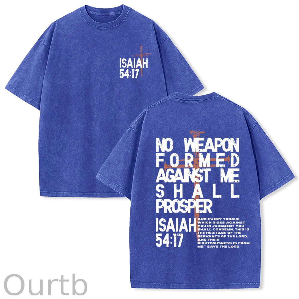 No Weapon Formed Against Me Christian Washed Cotton T-Shirt