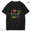 I Love To Finger Paint Art Pattern Print T-Shirt