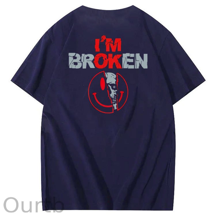 I'm Broken Skull Smile Pattern 100% Cotton T-Shirt