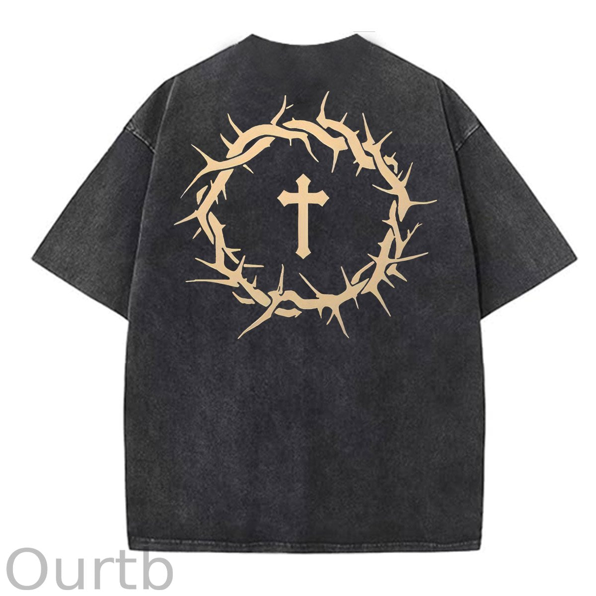 Faith Over Fear  Pattern Washing And Aging Process Crew Neck T-Shirt