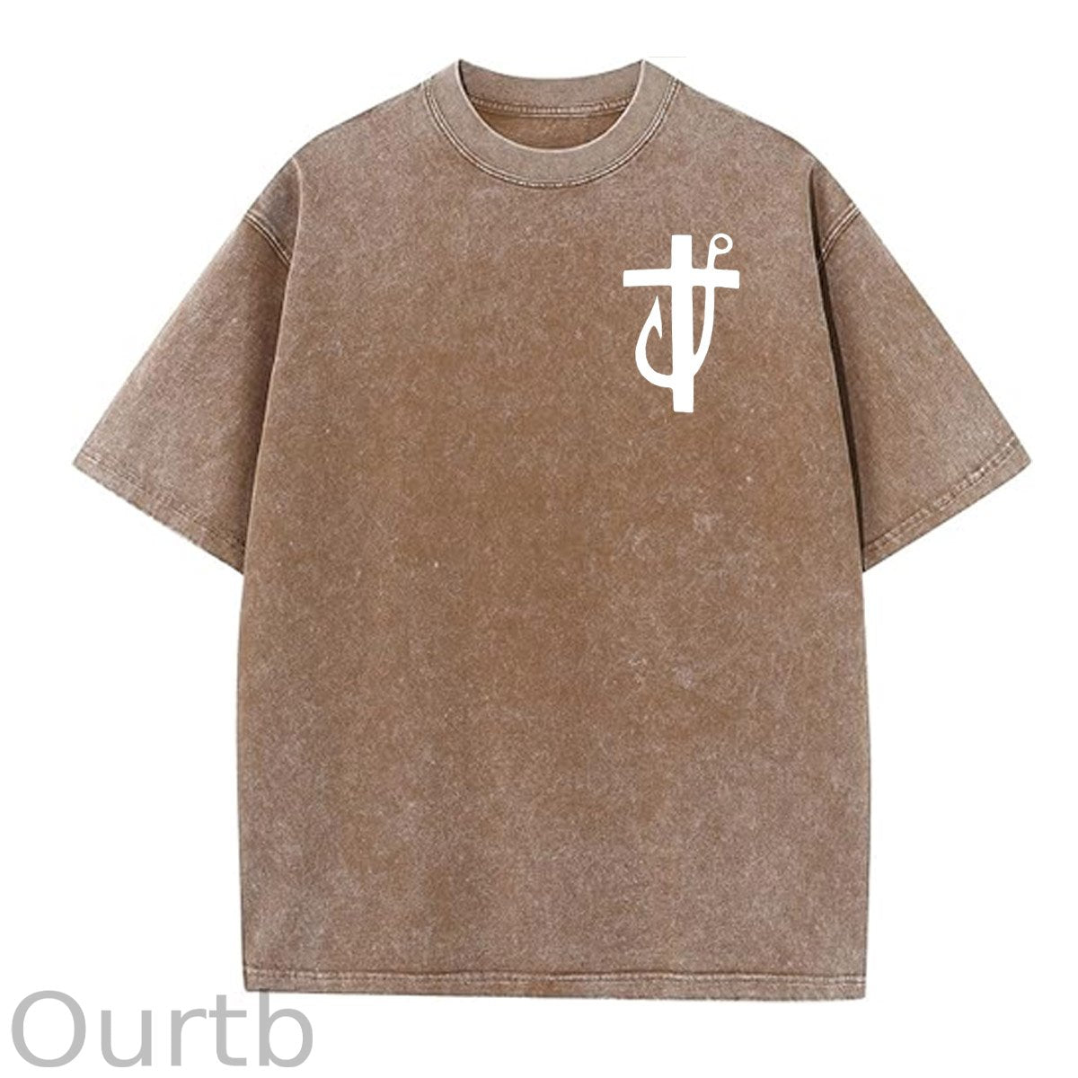 Jesus Made Me A Fisherman Pattern Washing And Aging Process Crew Neck T-Shirt