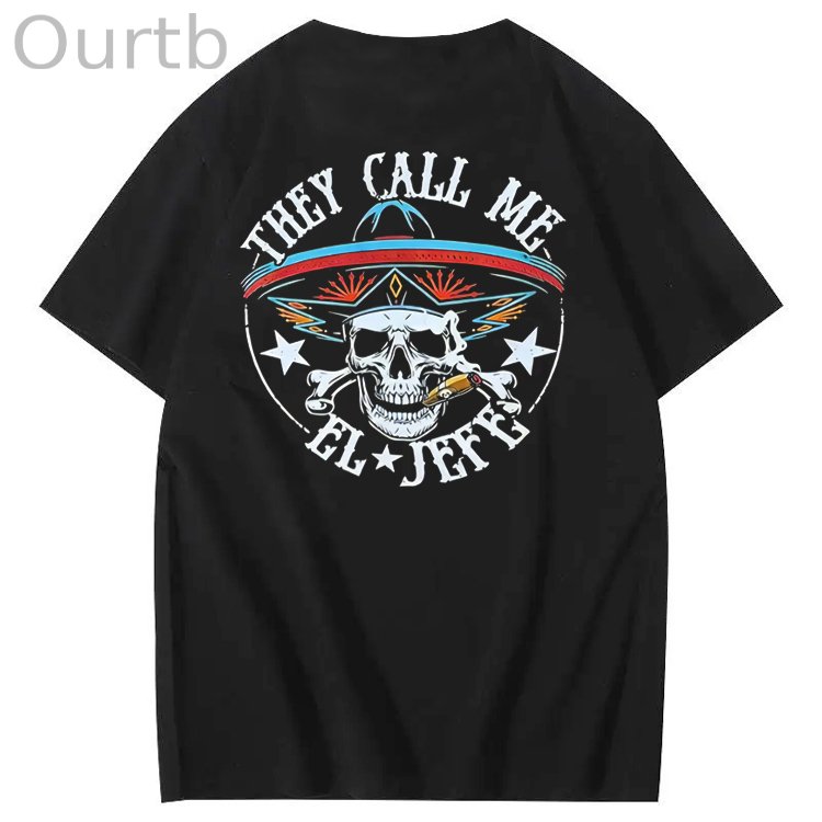 They Call Me El Jefe Pattern 100&Cotton Print T-Shirt