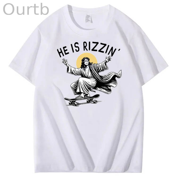He is Rizzin' Funny Pattern Print Crew Neck T-Shirt