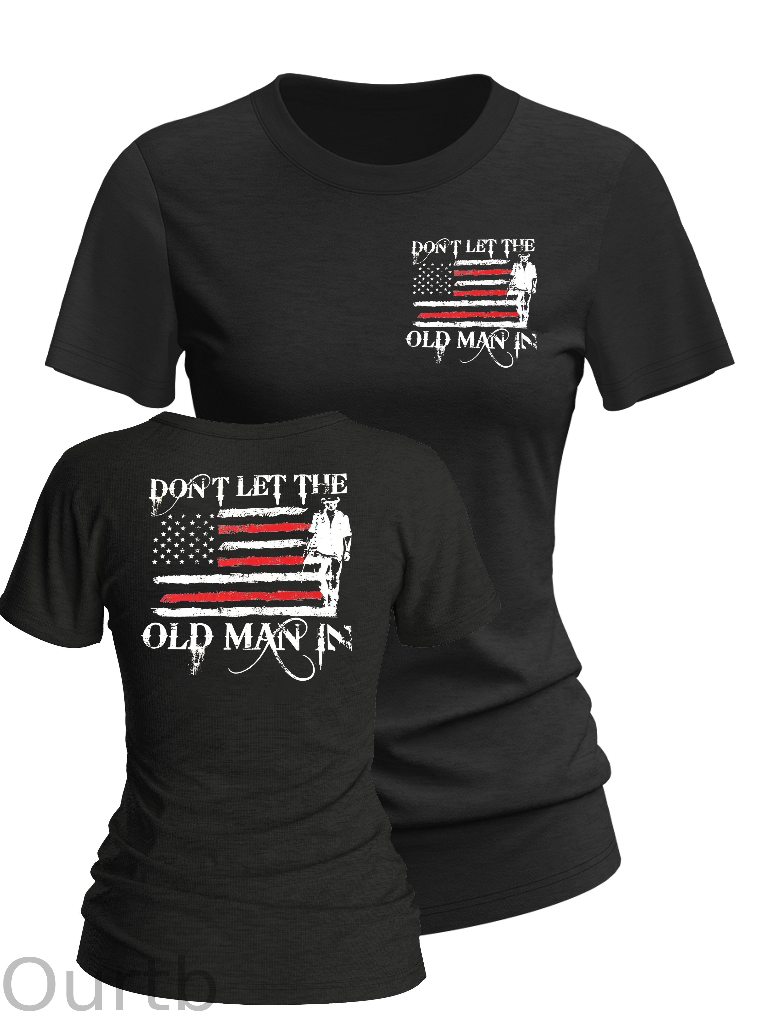 Don't Let The Old Man In Pattern Round-Neck T-Shirt