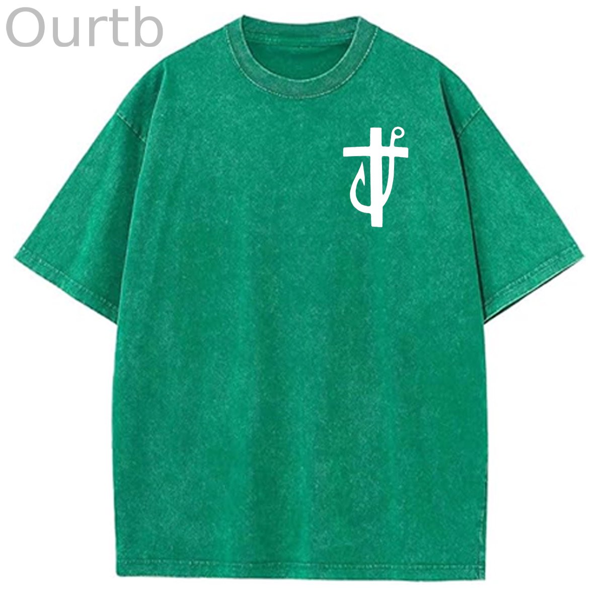 Jesus Made Me A Fisherman Pattern Washing And Aging Process Crew Neck T-Shirt