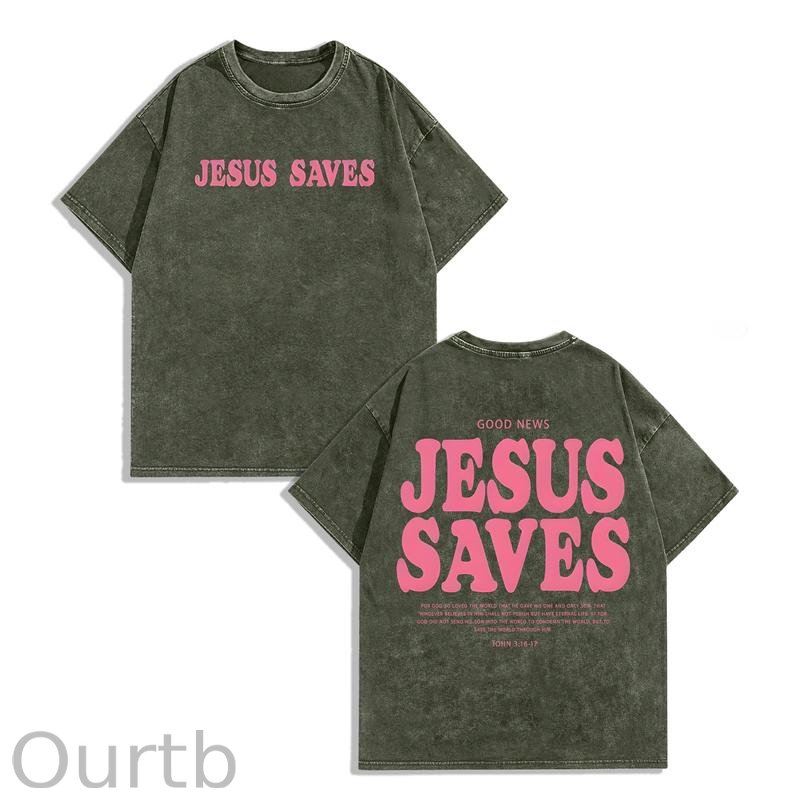 Jesus Saves Washed Cotton T-Shirt