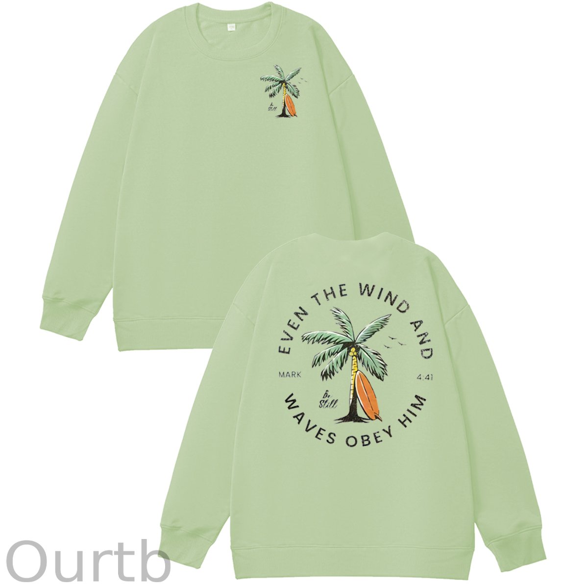 Be Still  Pattern 100% 300g CottonCrew Neck Sweatshirt (High Quality Version)