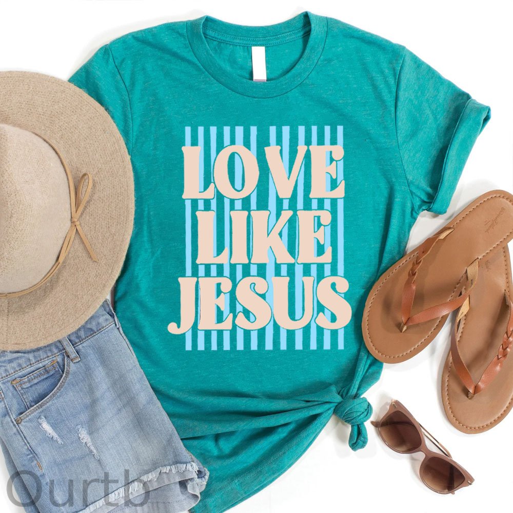 Women's Love Like Jesus  Pattern Round-Neck T-Shirt