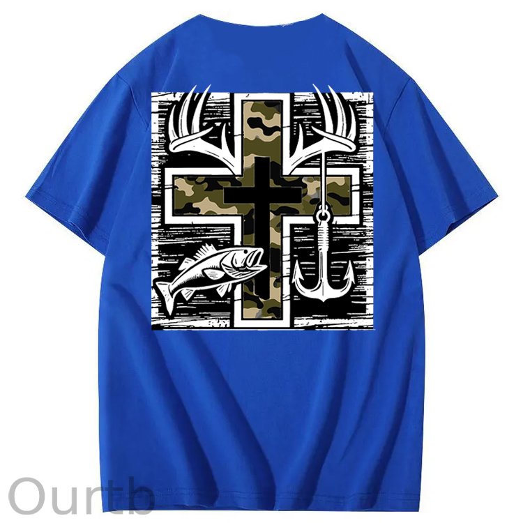 Camo Cross Antlers Faith 100% Cotton T-Shirt
