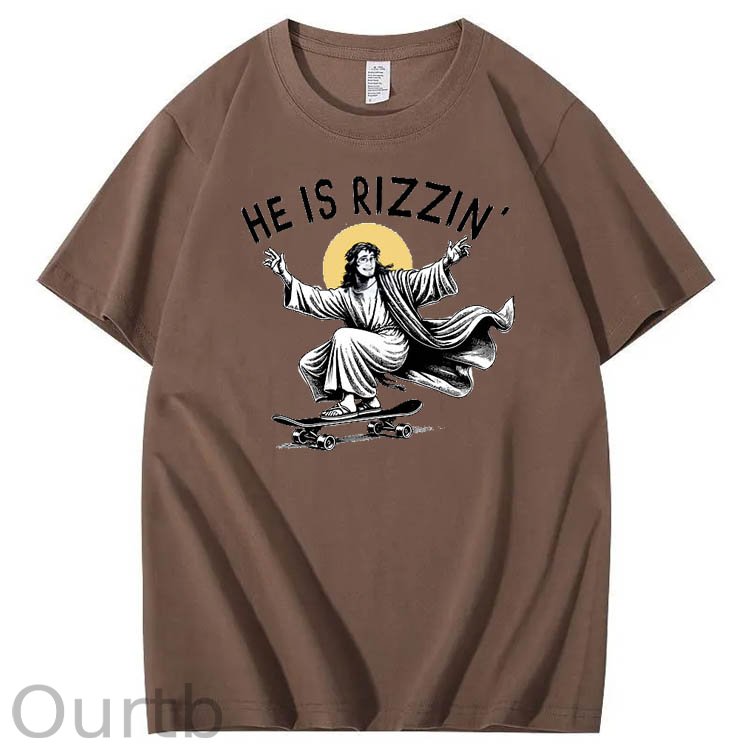 He is Rizzin' Funny Pattern Print Crew Neck T-Shirt