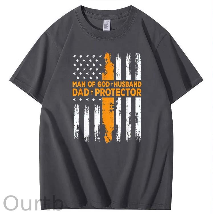 Man Of God+Husband+ Protector Pattern 100% Cotton T-Shirt