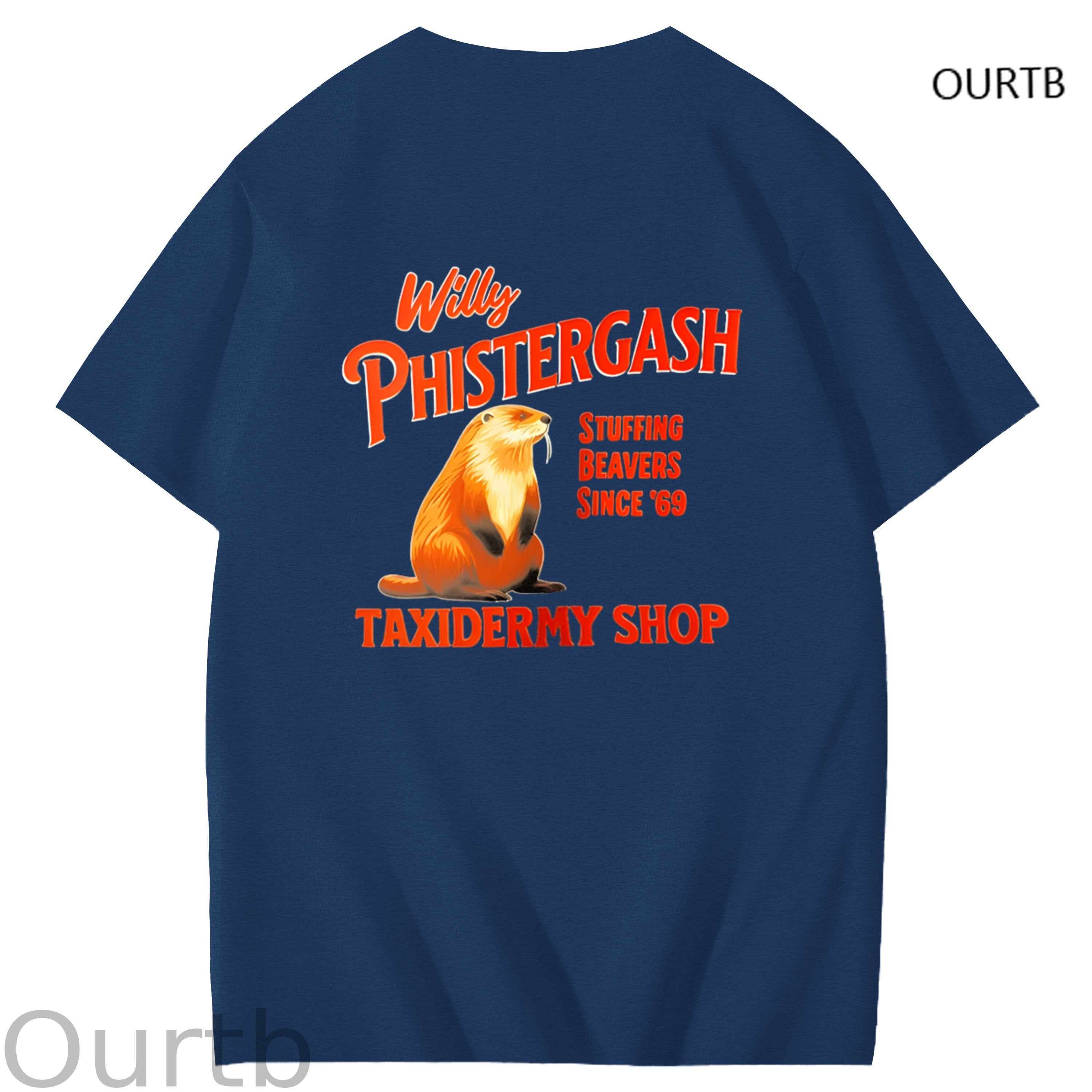 Willy Phistergash Stuffing Beavers Since'69 Taxidermy Shop Art Pattern Print T-Shirt
