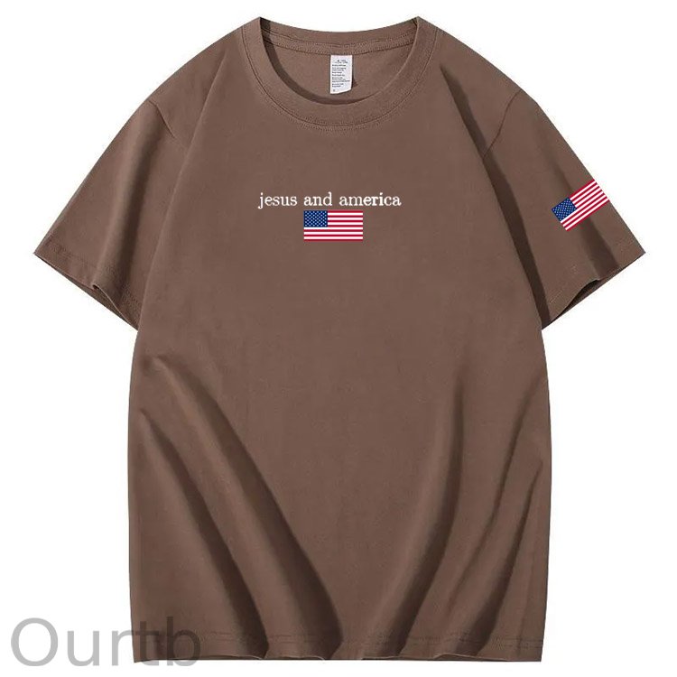 Jesus And America Pattern Print T-Shirt