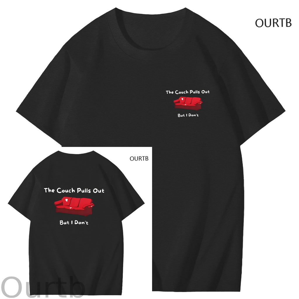 The Couch Pulls Out But I Don't Funny Adult Art Pattern Print T-Shirt