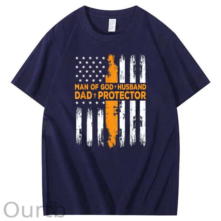 Man Of God+Husband+ Protector Pattern 100% Cotton T-Shirt