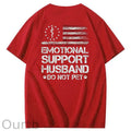 Emorional Support Husband Do Not Pet Pattern100% Cotton T-Shirt