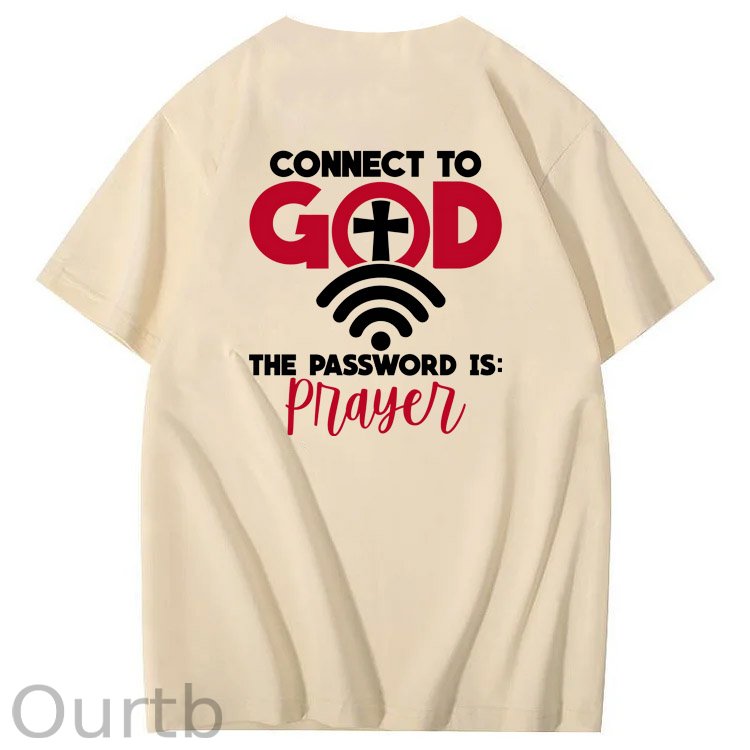 Connect To God The Password is Pattern  Print 100%Cotton T-Shirt