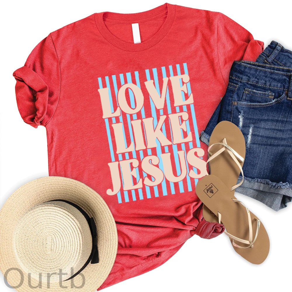Women's Love Like Jesus  Pattern Round-Neck T-Shirt