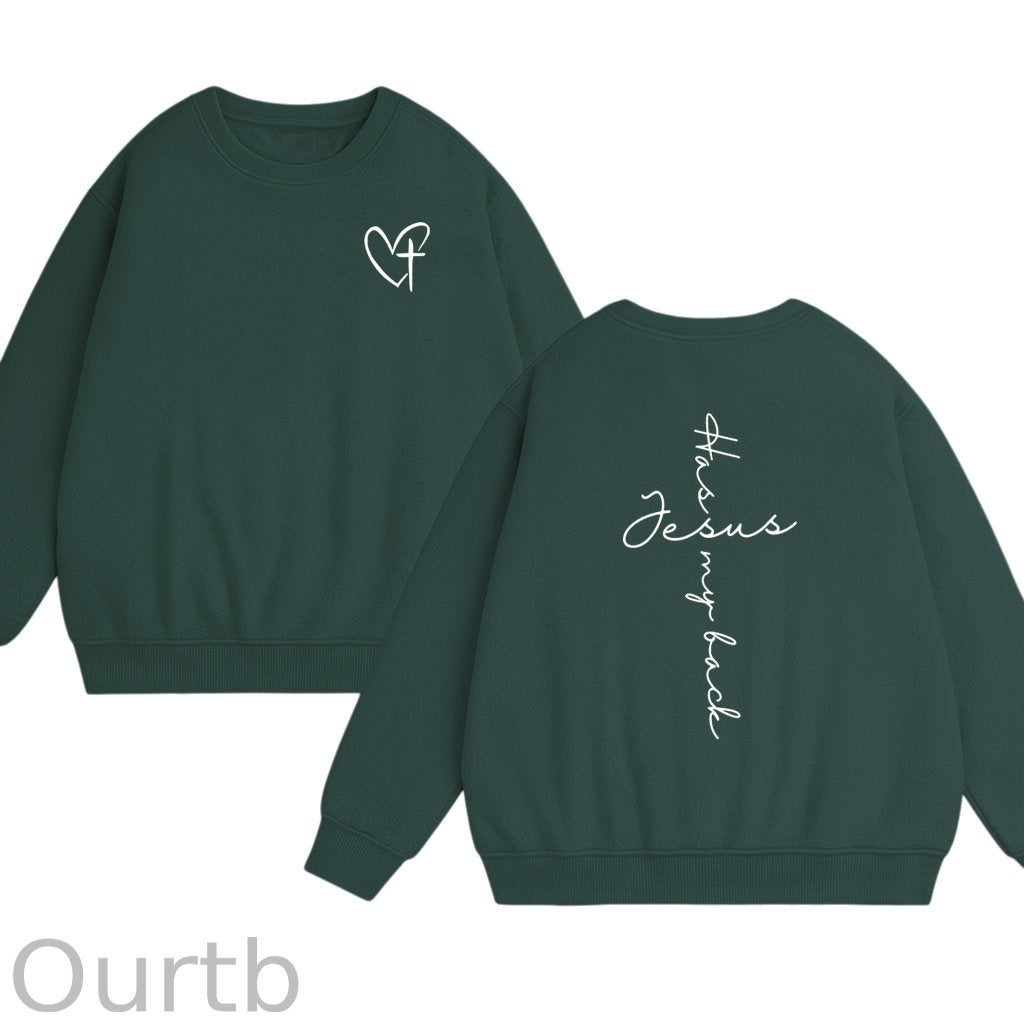 Jesus Has My Back Cotton Fleece Sweatshirt
