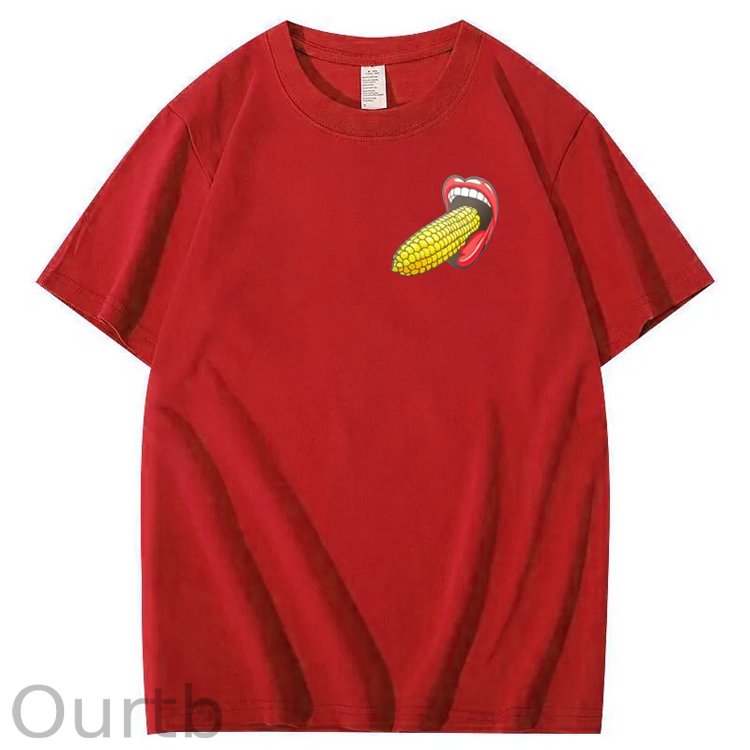 I Bet You  Eat Corn The Long Way  Pattern Print Crew Neck T-Shirt