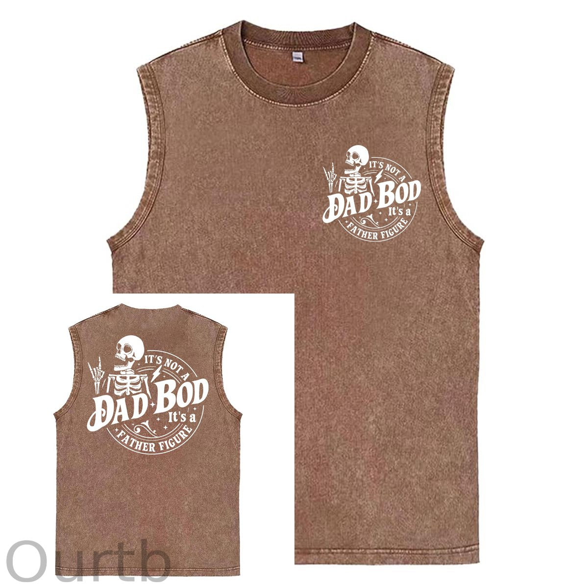 It's Not A Dad Bod It's A Father Figure Print Washed Cotton Sleeveless Tank Tops