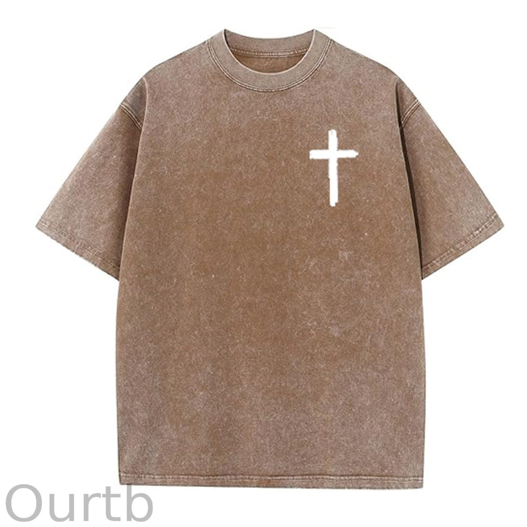 White God All Things Are Possible  Washed And Distressed Pattern Crew Neck T-Shirt