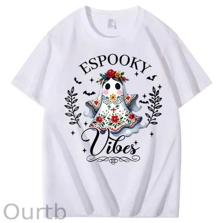 Halloween Espooky Vibes Mexican Boo Ghost 100% Cotton T-Shirt