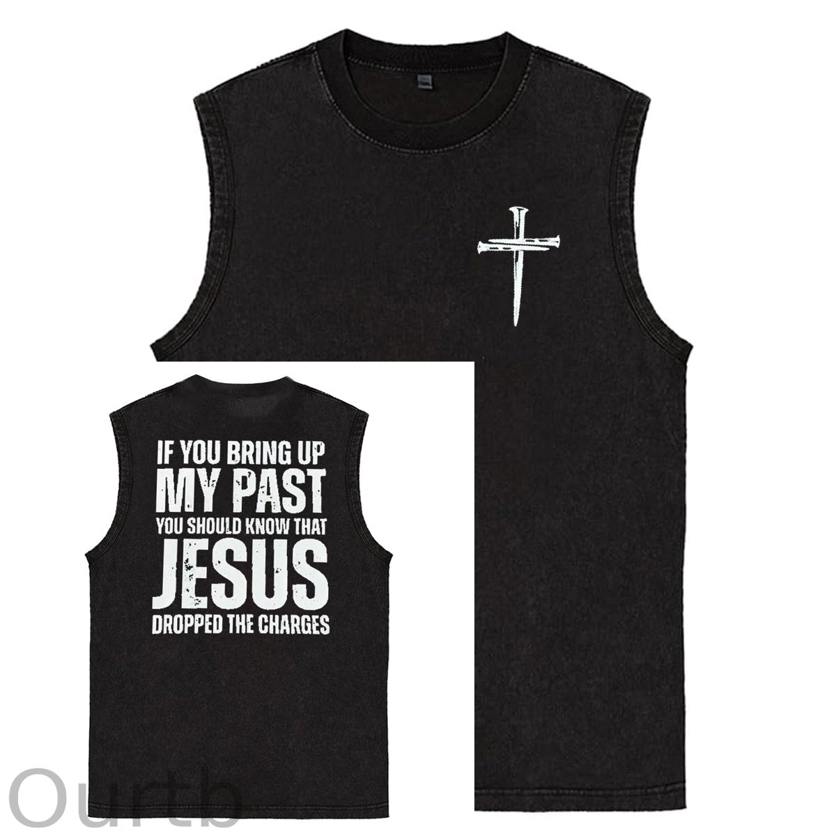 If You Bring Up My Past Print Pattern Sleeveless Cotton Washed Printed Loose Vest