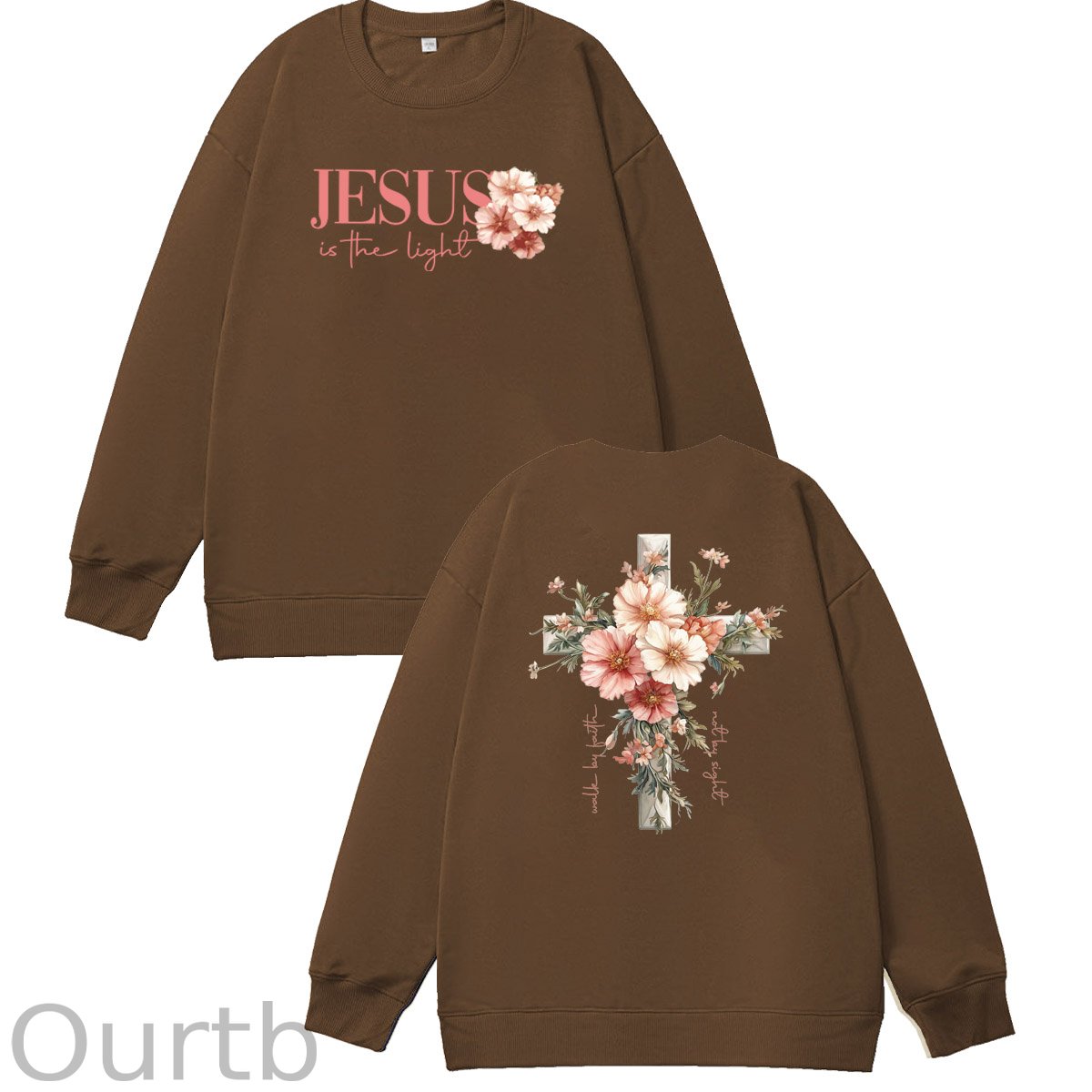 Jesus is The Light  Pattern 100% 300g CottonCrew Neck Sweatshirt
