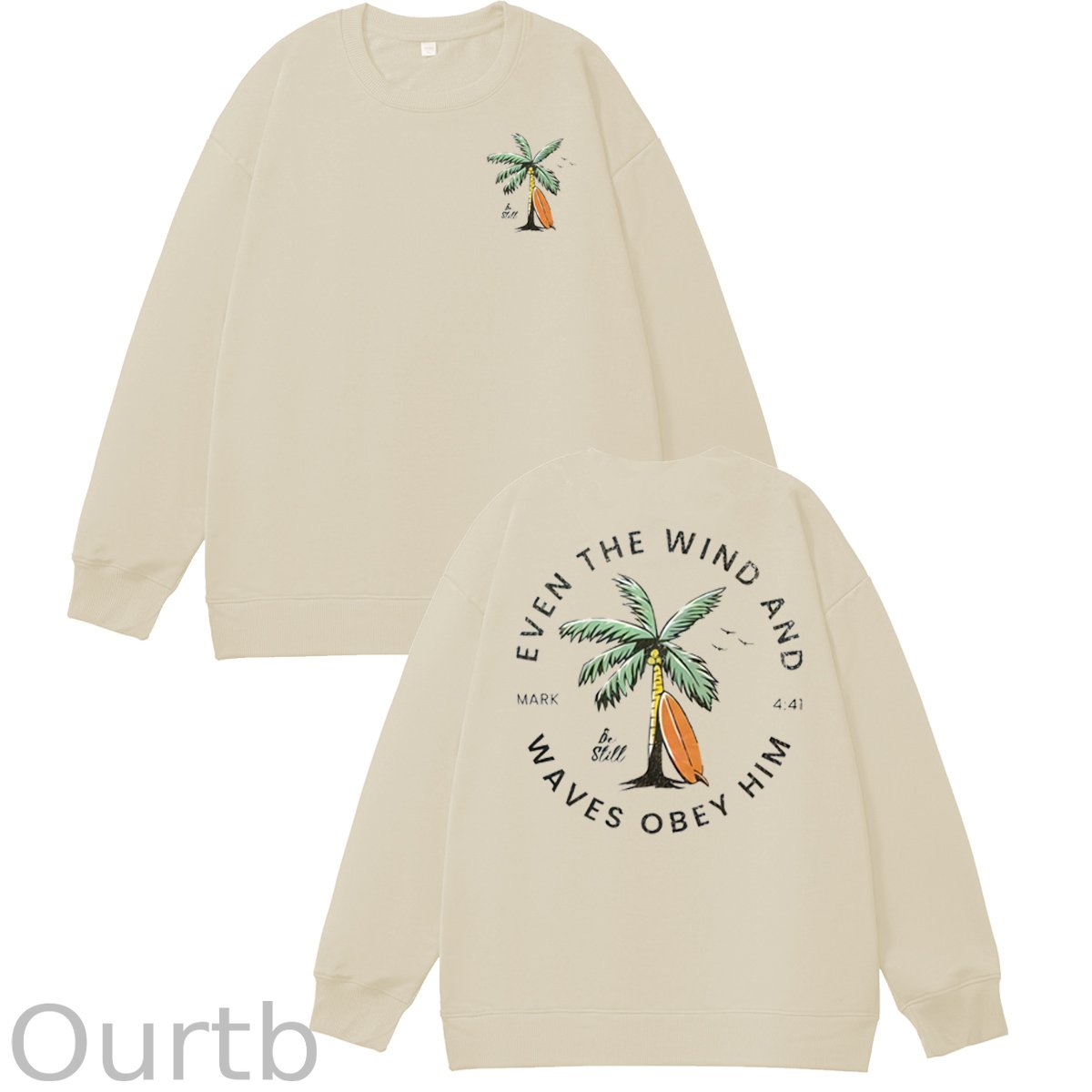 Be Still  Pattern 100% 300g CottonCrew Neck Sweatshirt (High Quality Version)