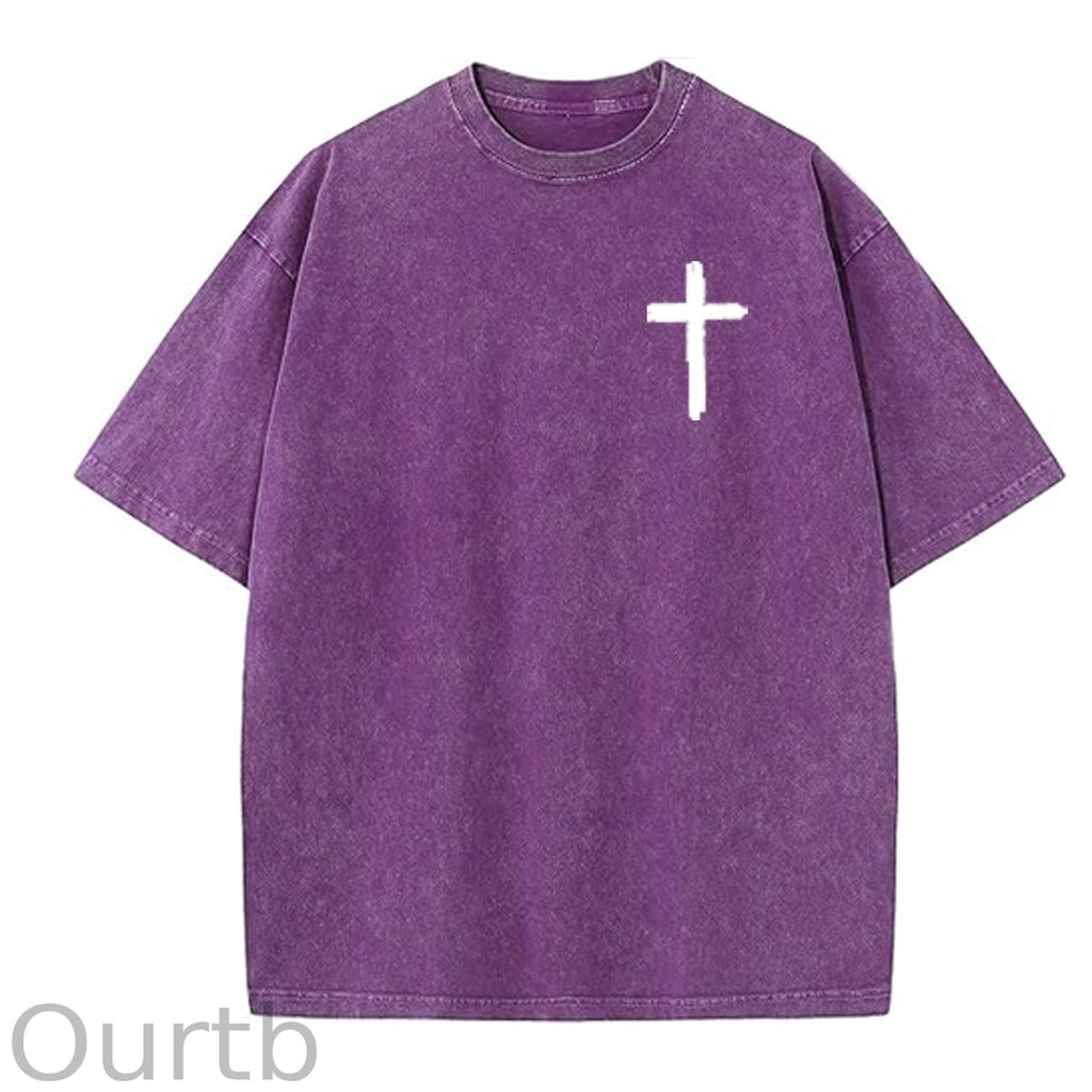 White God All Things Are Possible  Washed And Distressed Pattern Crew Neck T-Shirt