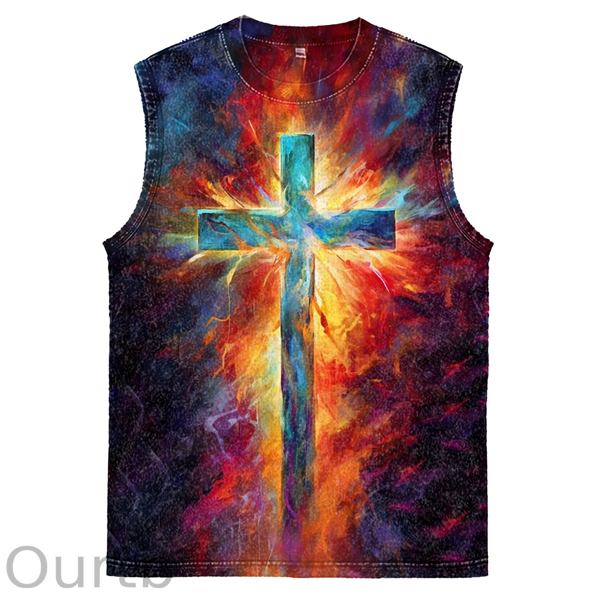 Rainbow Cross Easter Jesus Christ Cotton Sleeveless Tank Tops