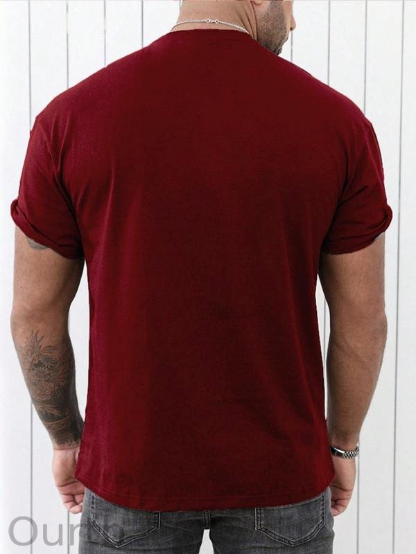 Men's Regular Fit Cross Print Short Sleeve Tee, Casual Graphic Round Neck T-Shirt for Summer, Fashion Men's Streetwear Top for Daily Wear, 90s Clothes